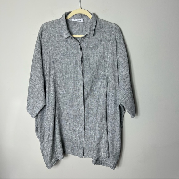 cut loose Tops - Cut Loose Oversized Linen Kimono Shirt Button Up Pockets Gray One Size 338